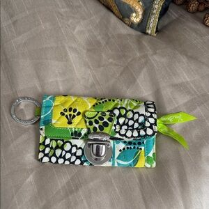 Vera Bradley lime green turquoise black yellow Colorful Keychain Wallet